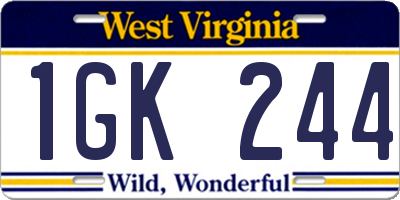 WV license plate 1GK244