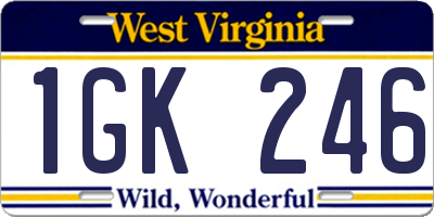 WV license plate 1GK246