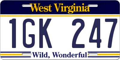 WV license plate 1GK247