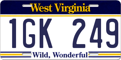 WV license plate 1GK249