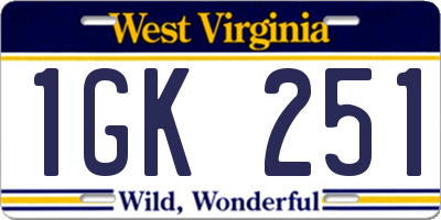 WV license plate 1GK251