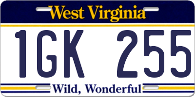 WV license plate 1GK255