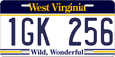 WV license plate 1GK256