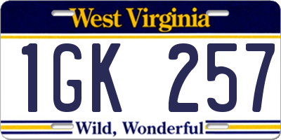 WV license plate 1GK257