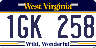 WV license plate 1GK258