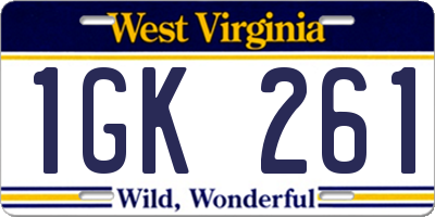 WV license plate 1GK261