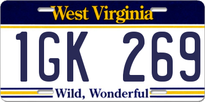 WV license plate 1GK269
