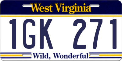 WV license plate 1GK271