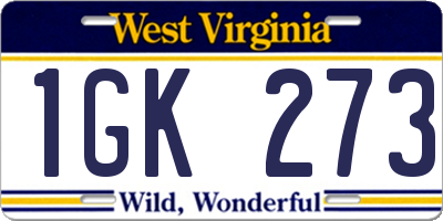 WV license plate 1GK273