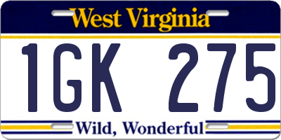 WV license plate 1GK275