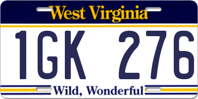 WV license plate 1GK276