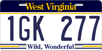 WV license plate 1GK277