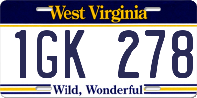 WV license plate 1GK278