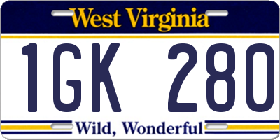 WV license plate 1GK280