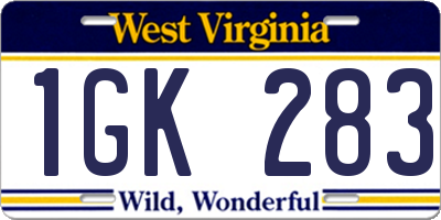 WV license plate 1GK283