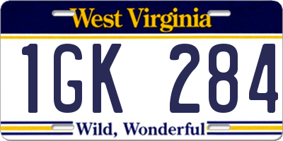 WV license plate 1GK284