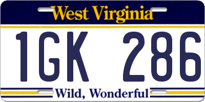 WV license plate 1GK286
