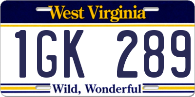 WV license plate 1GK289