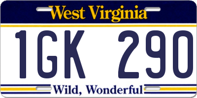 WV license plate 1GK290