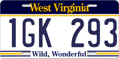 WV license plate 1GK293