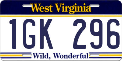 WV license plate 1GK296