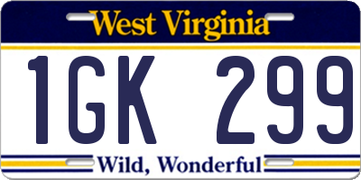 WV license plate 1GK299