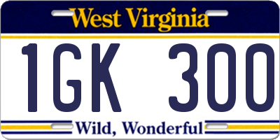 WV license plate 1GK300