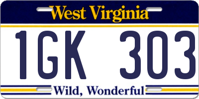 WV license plate 1GK303