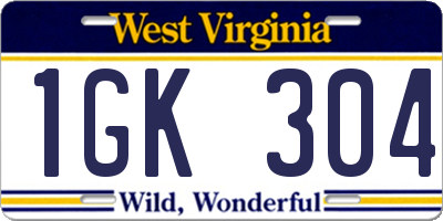 WV license plate 1GK304