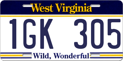 WV license plate 1GK305