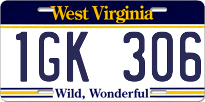 WV license plate 1GK306