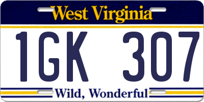 WV license plate 1GK307