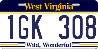 WV license plate 1GK308