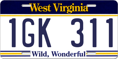 WV license plate 1GK311