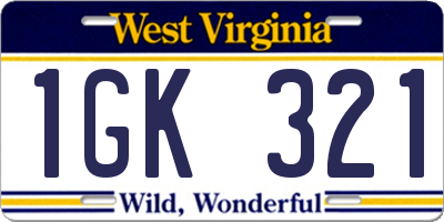 WV license plate 1GK321
