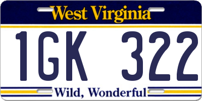 WV license plate 1GK322