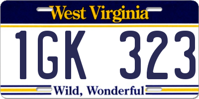 WV license plate 1GK323