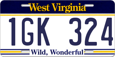 WV license plate 1GK324