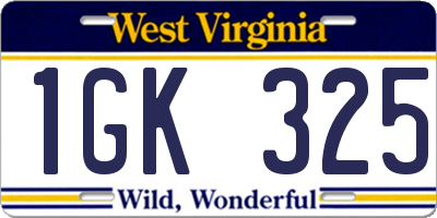 WV license plate 1GK325
