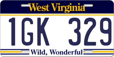 WV license plate 1GK329