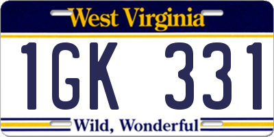 WV license plate 1GK331