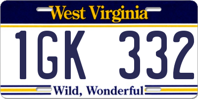 WV license plate 1GK332