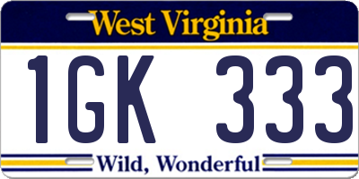 WV license plate 1GK333