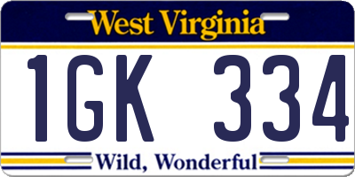 WV license plate 1GK334