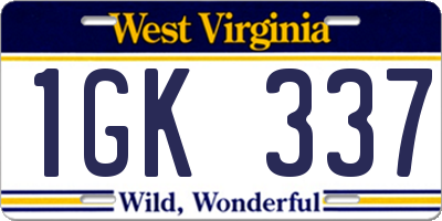 WV license plate 1GK337