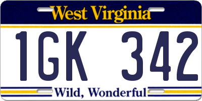 WV license plate 1GK342
