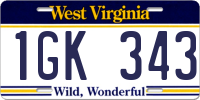 WV license plate 1GK343