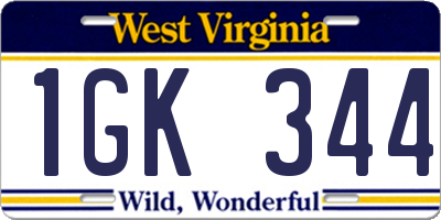 WV license plate 1GK344