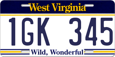 WV license plate 1GK345