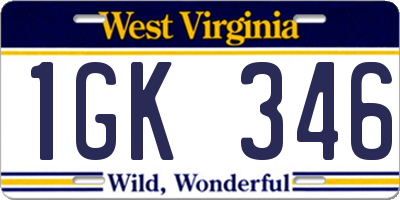 WV license plate 1GK346